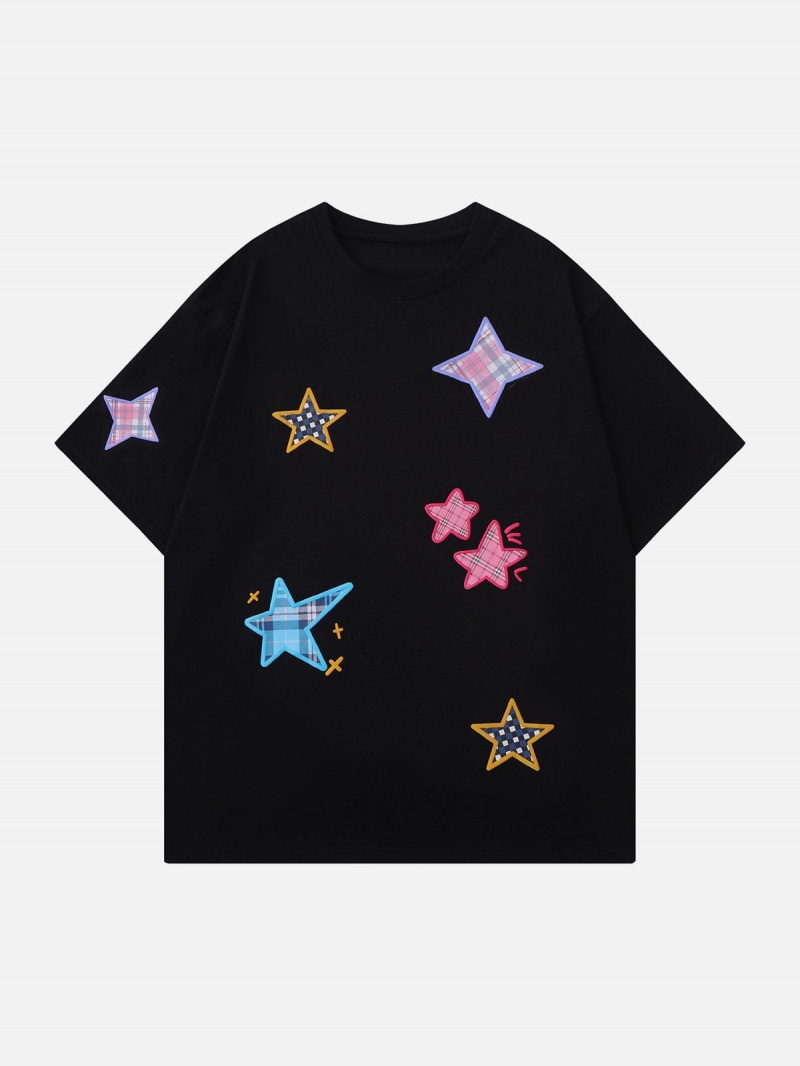 Abricot  T Shirts Aelfric Eden Plaid Applique Star Tee - CFG-7810169